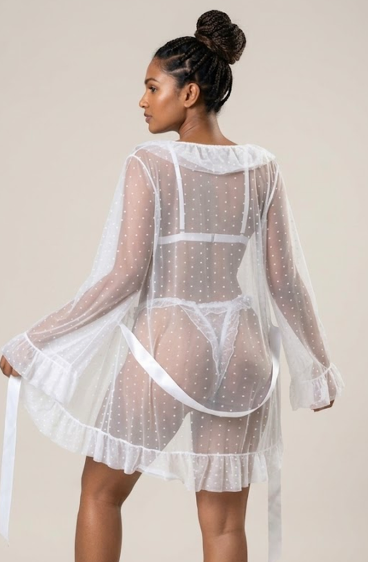 Dottie Desire Robe & Lace Set - White