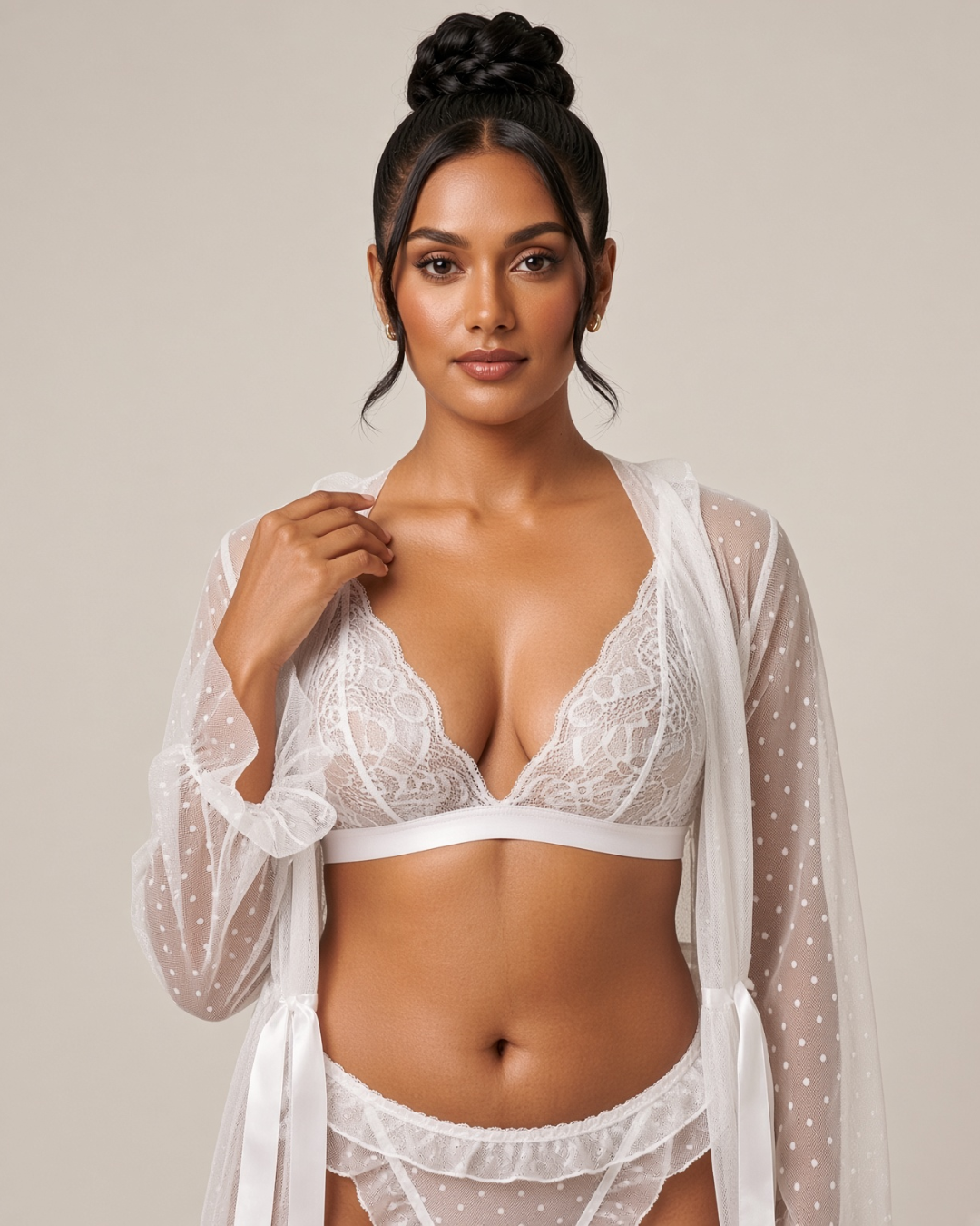 Dottie Desire Robe & Lace Set - White