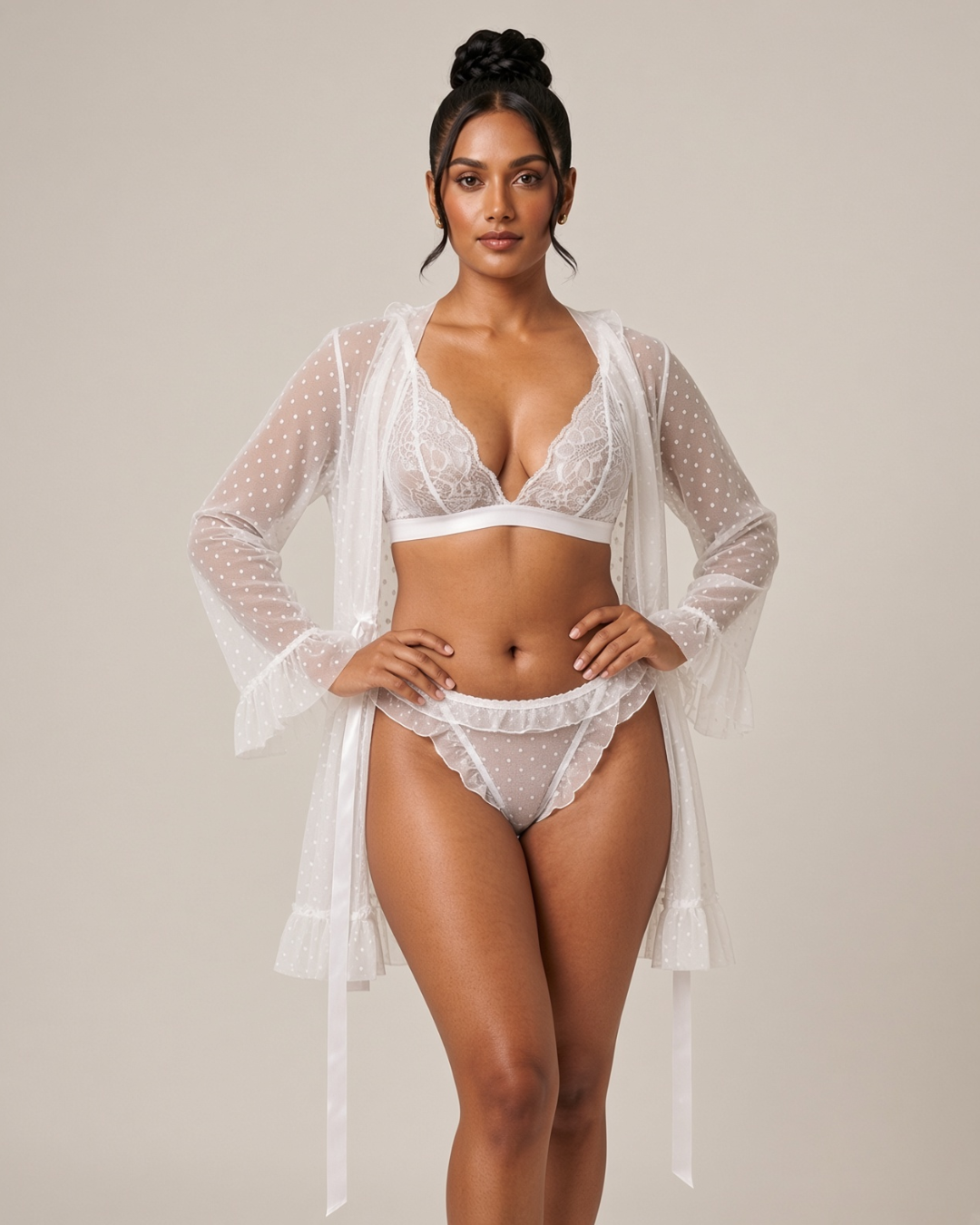 Dottie Desire Robe & Lace Set - White
