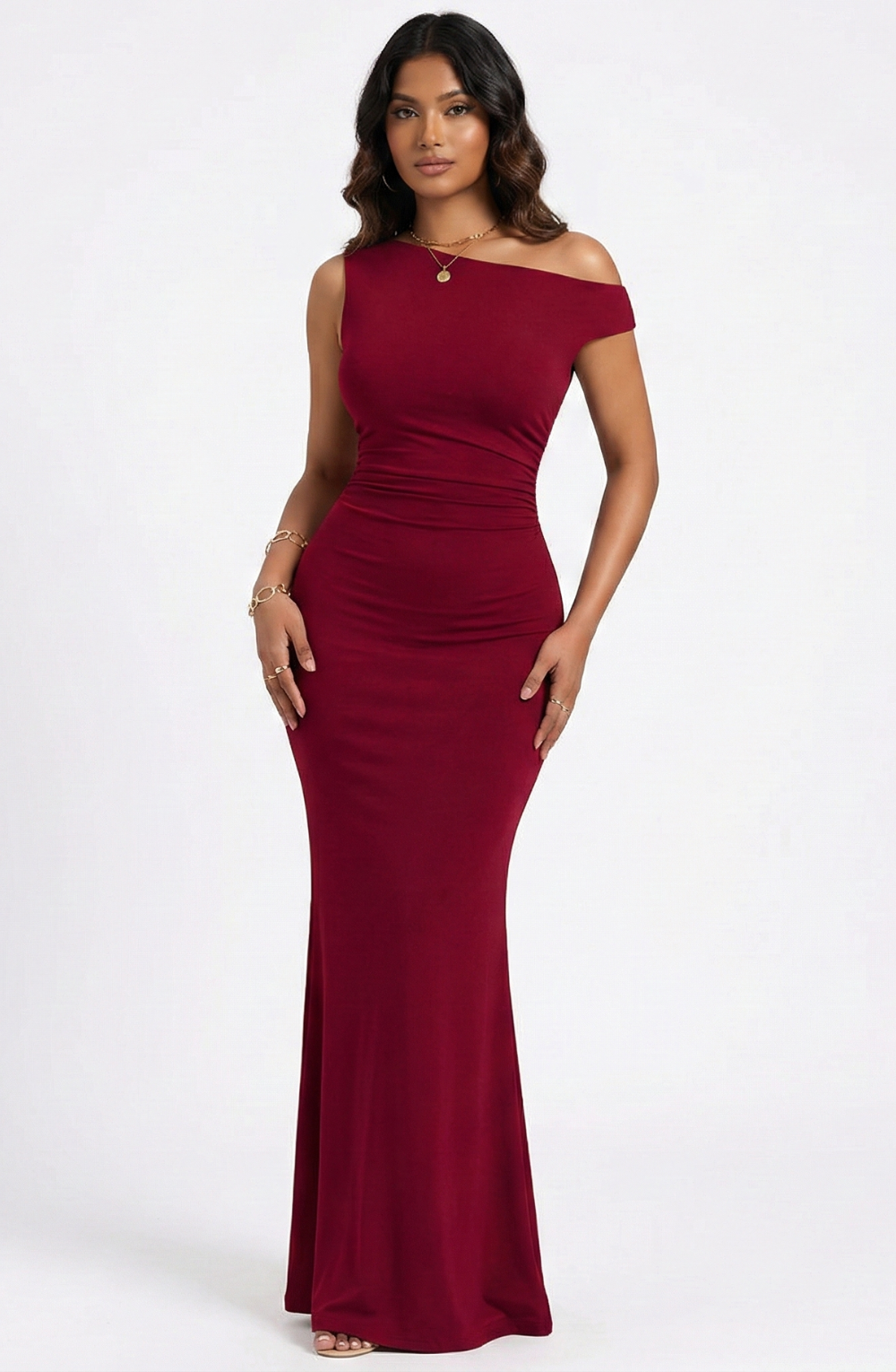 Eclipse One-Shoulder Ruched Dress
