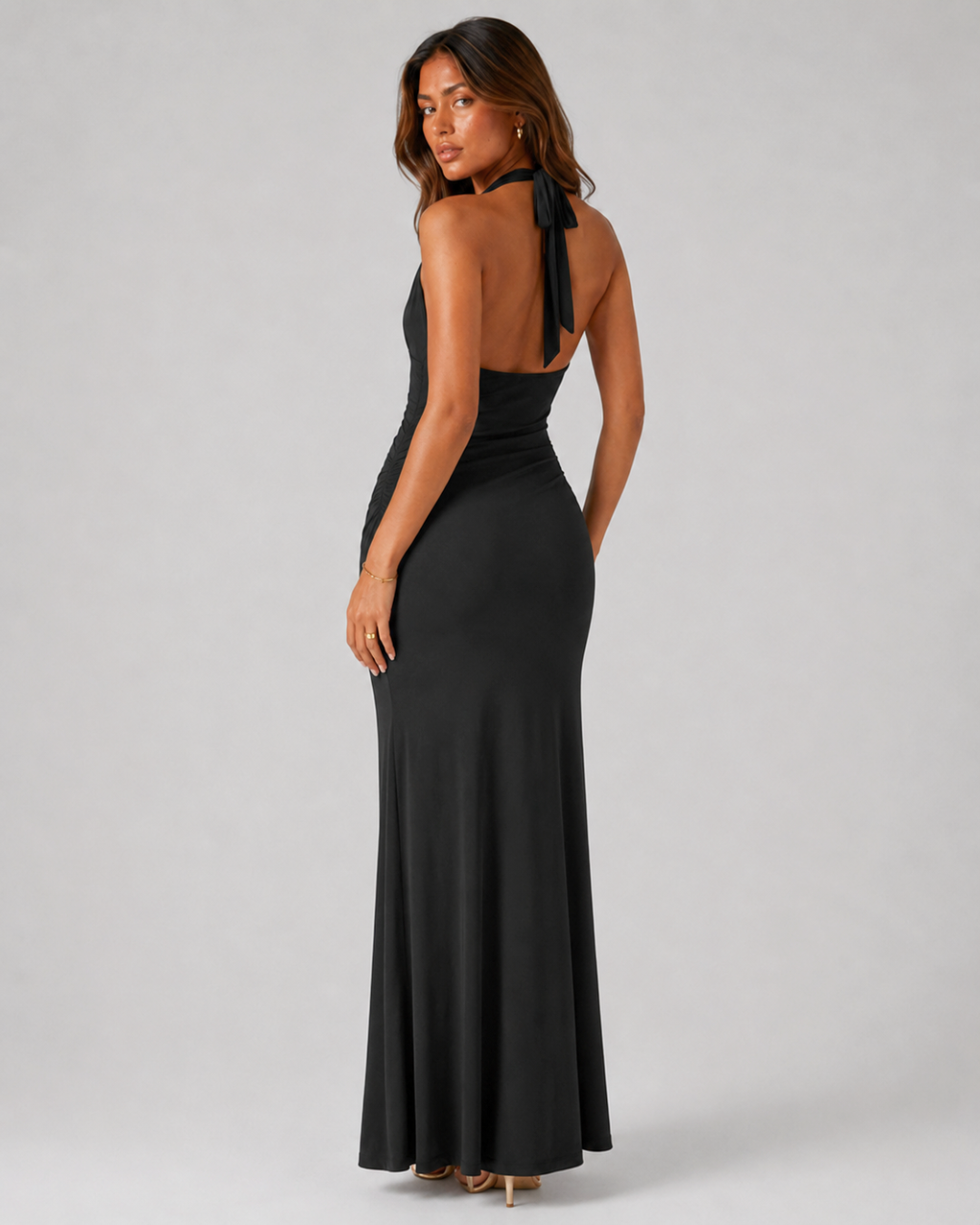 Élodie Ruched Halter Maxi Dress