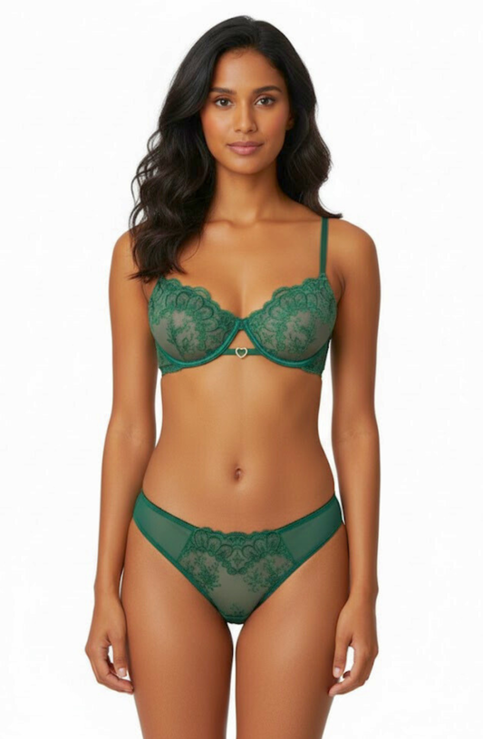 Emerald Muse Lace Bra and Panty Set