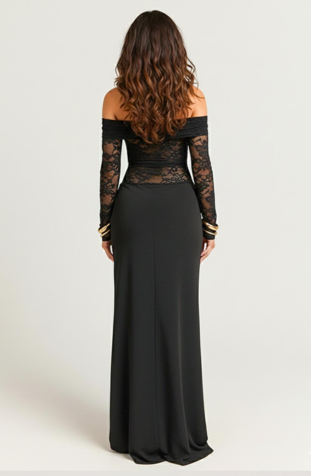 Eternelle Off-Shoulder Lace Evening Dress