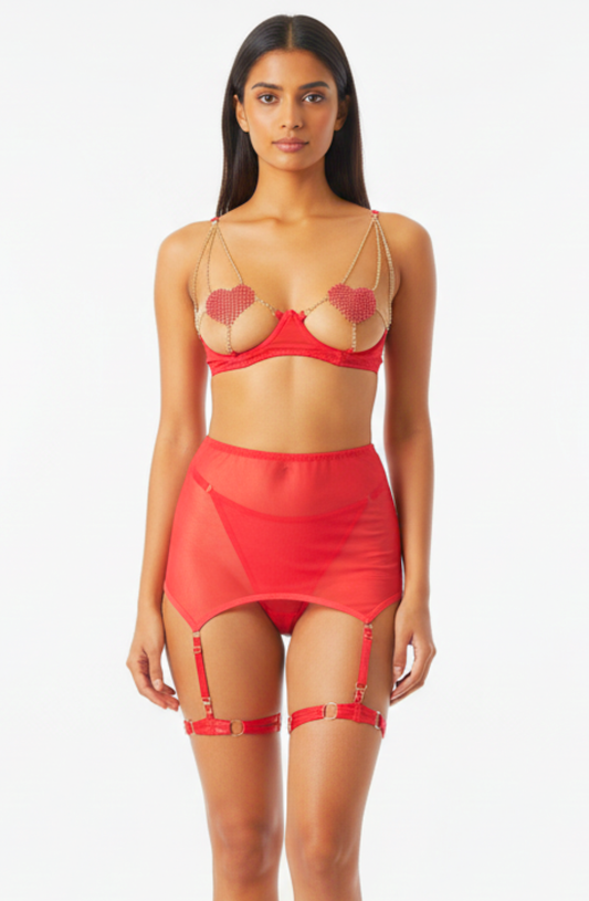 Fire Kiss Chain Lingerie Set