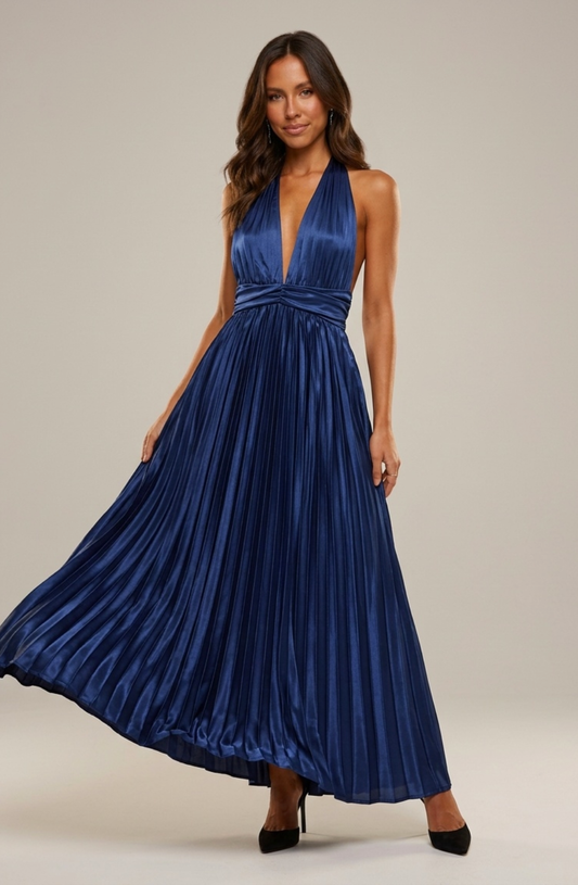 Flavie Halter Flow Maxi Dress - Navy