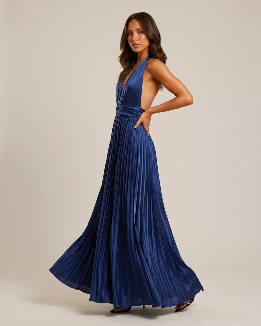 Flavie Halter Flow Maxi Dress - Navy