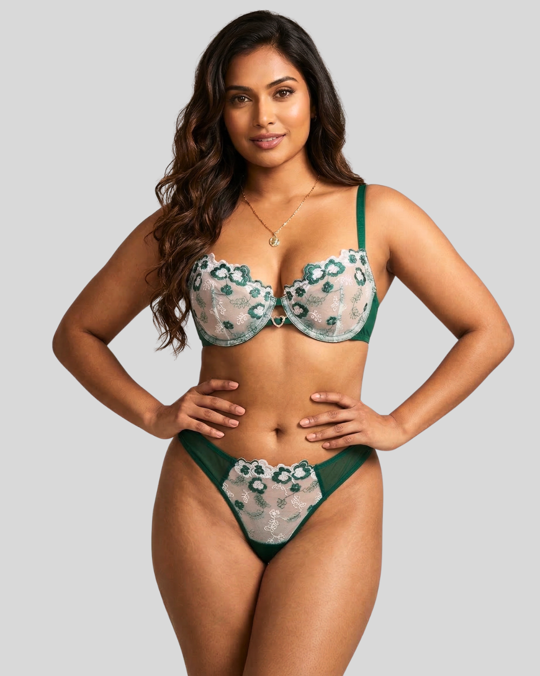 Fleurline Embroidered Bra and Panty Set
