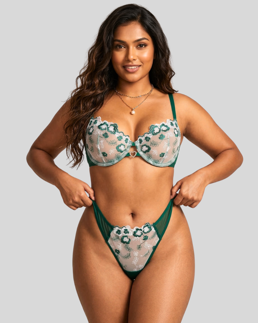 Fleurline Embroidered Bra and Panty Set