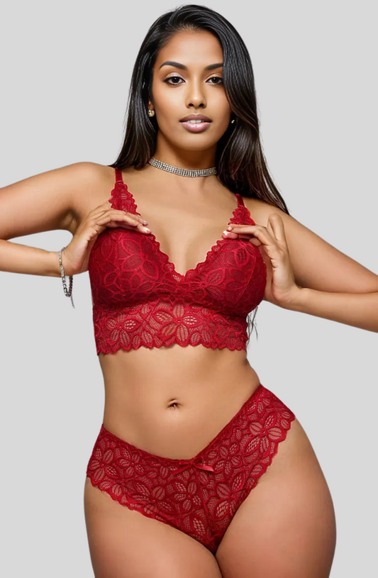 French Lace Hollow-Out Bra and Panty Set