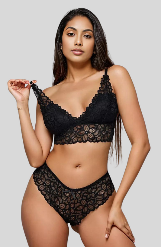French Lace Hollow-Out Bra and Panty Set