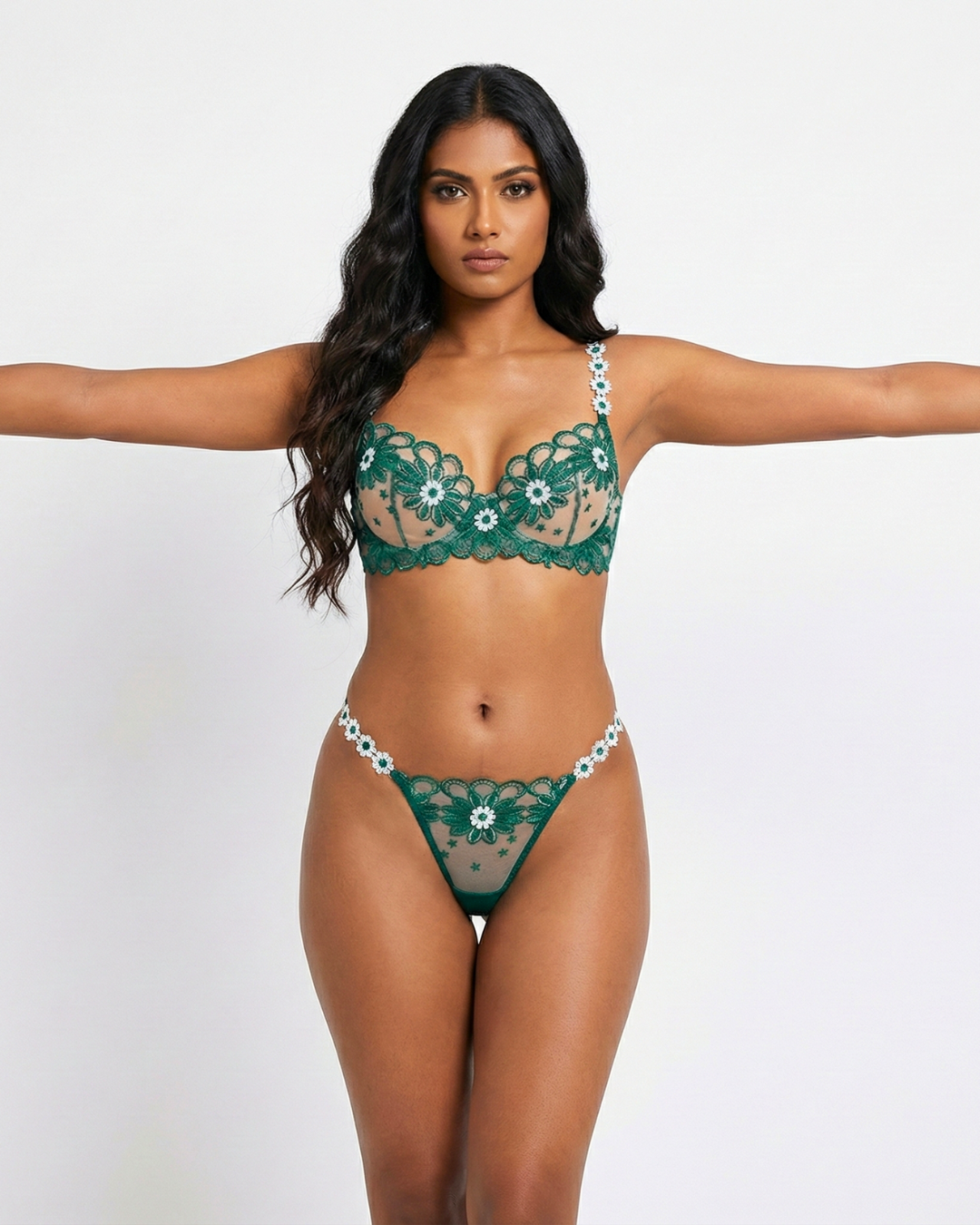 Gardenia Sheer Mesh Bra and Panty Set