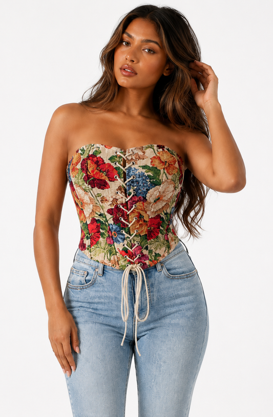 Isabella Lace-Up Tube Corset Top