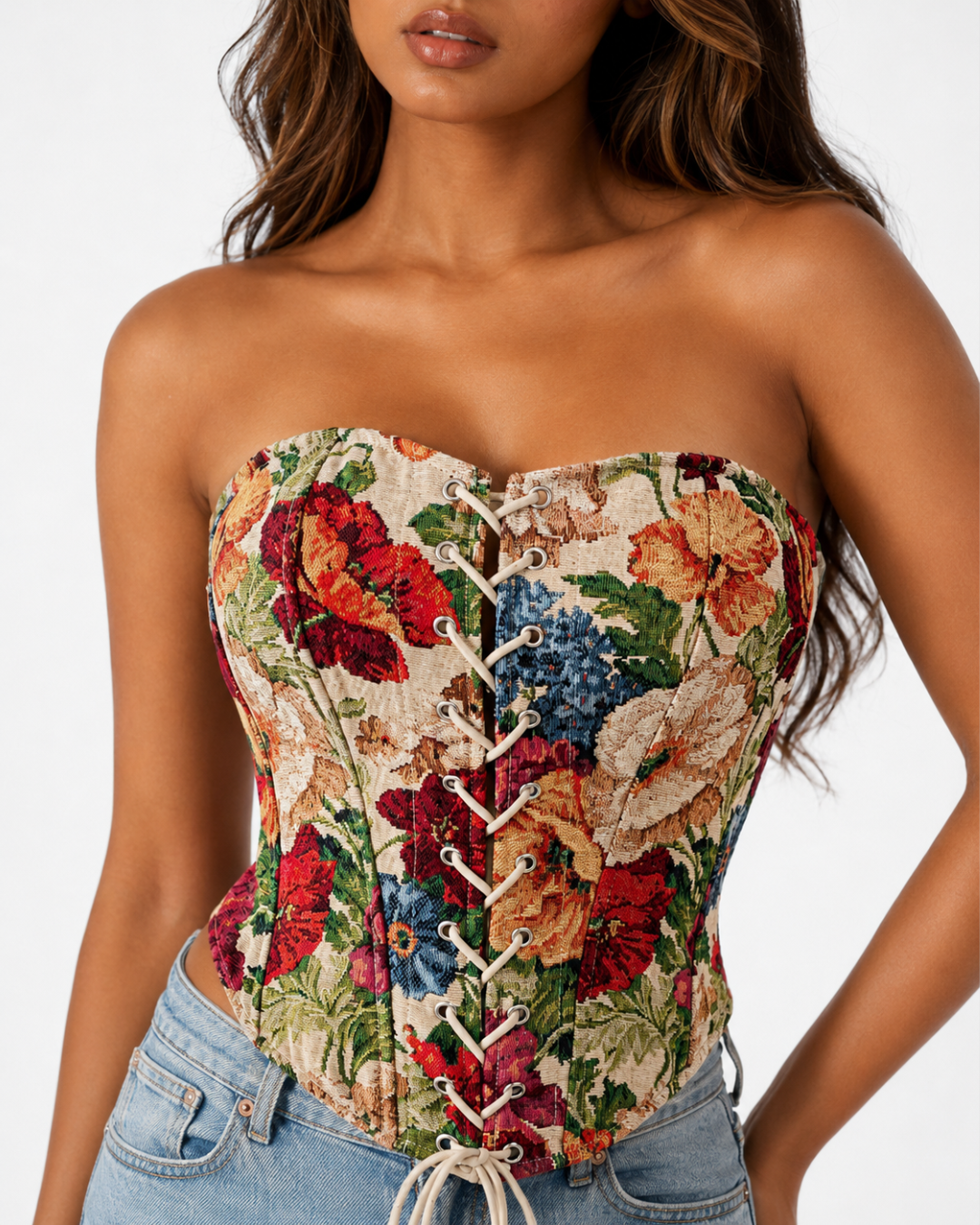 Isabella Lace-Up Tube Corset Top