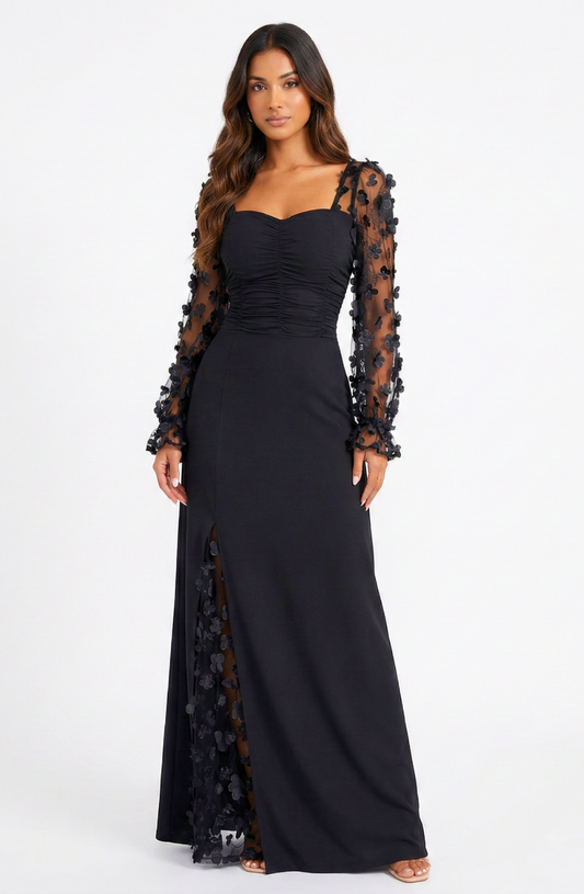 Kiyara Floral Sleeve Evening Dress