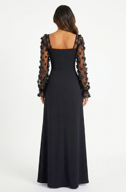 Kiyara Floral Sleeve Evening Dress