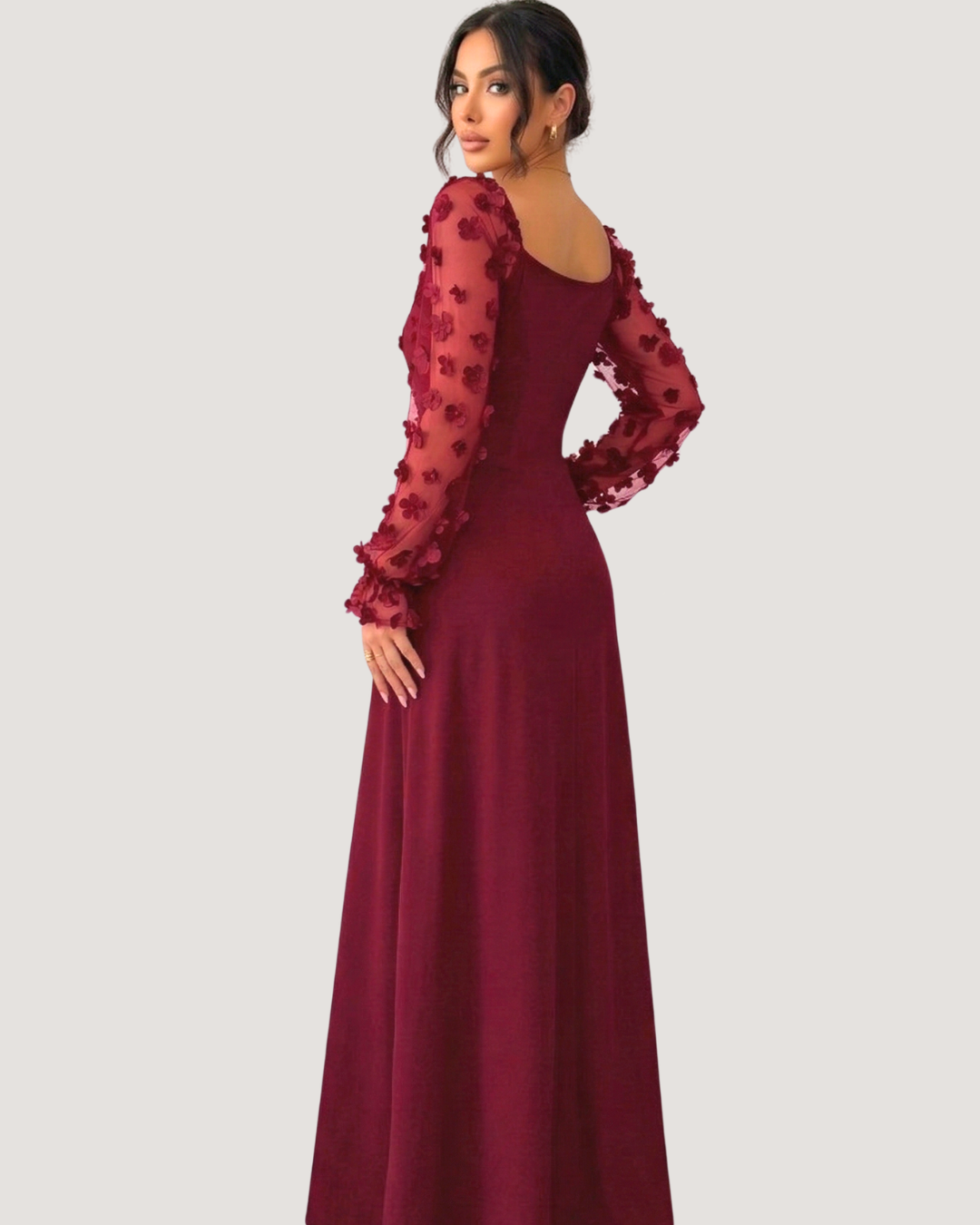 Kiyara Floral Sleeve Evening Dress