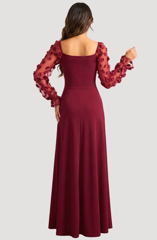 Kiyara Floral Sleeve Evening Dress