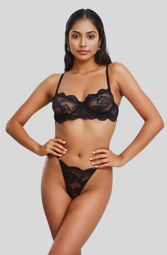 Lace Delight Mesh Bra and Panty Set