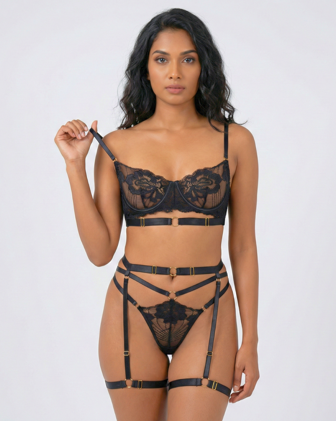 Lace Dominion Harness Lingerie Set