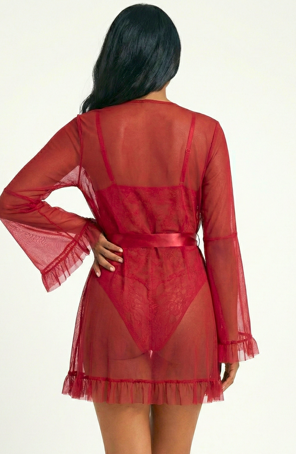 Lace Veil Seduction Bodysuit With Robe