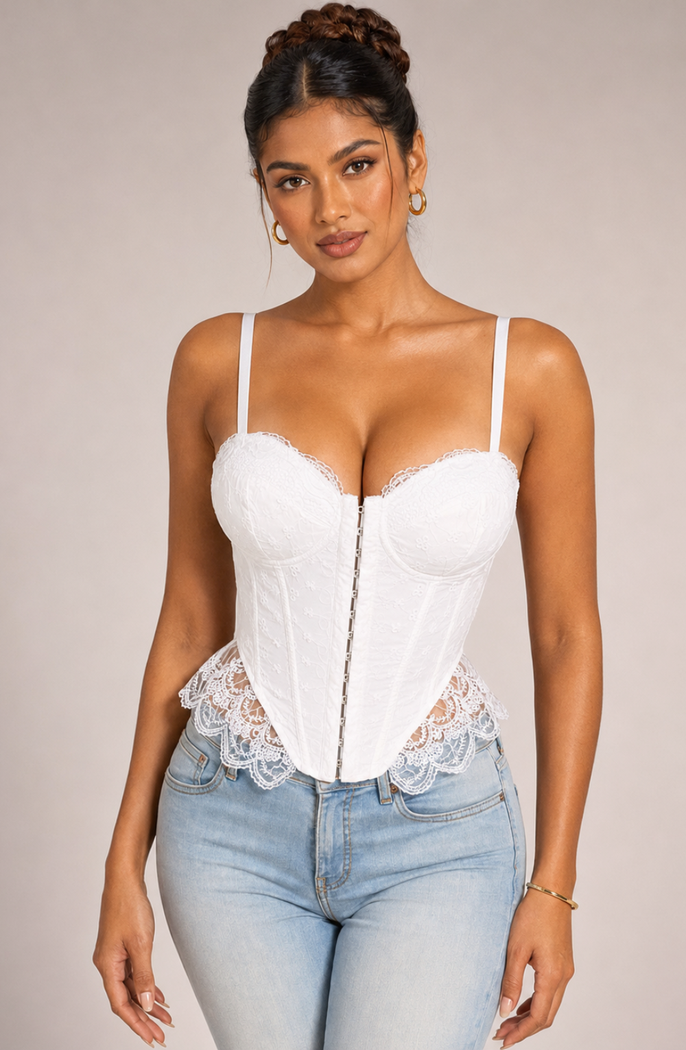 Léonie Lace-Peplum Corset Top