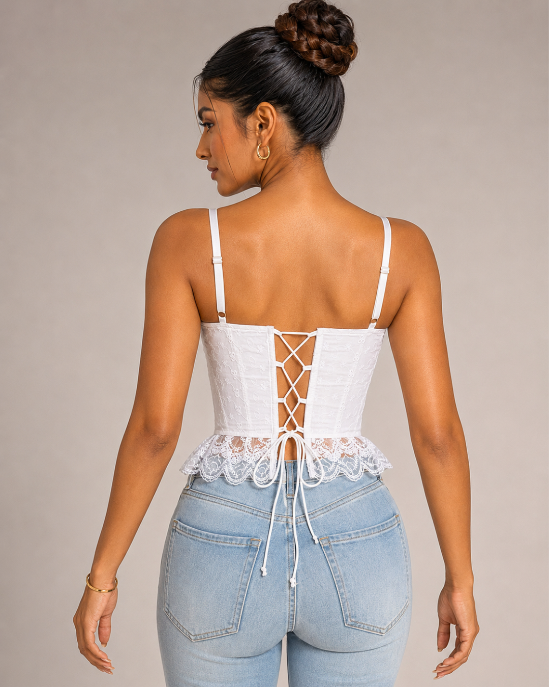 Léonie Lace-Peplum Corset Top