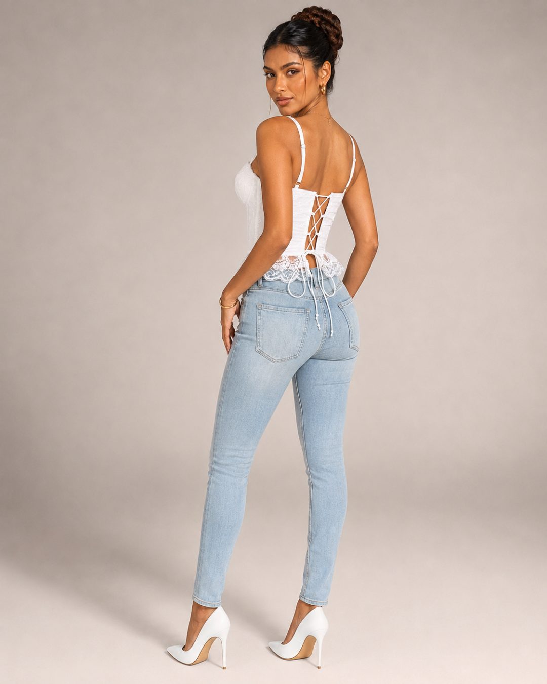 Léonie Lace-Peplum Corset Top