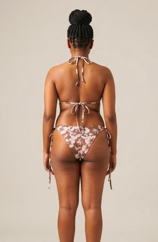 Lia Tropic Bloom Bikini Set with Cover-Up - Brown