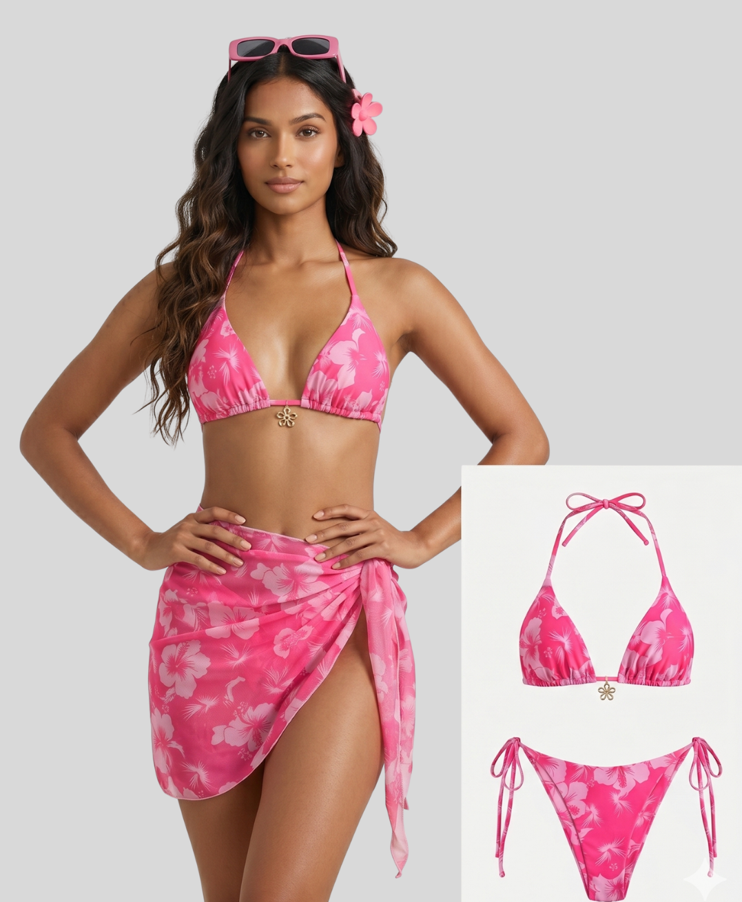 Lia Tropic Bloom Bikini Set with Cover-Up