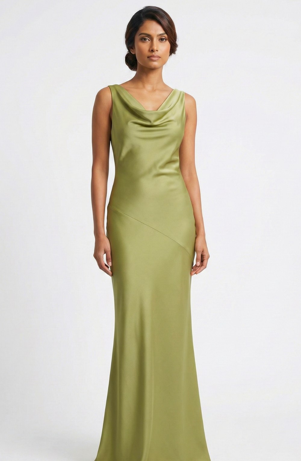 Liyana Satin Cowl Neck Maxi Dress