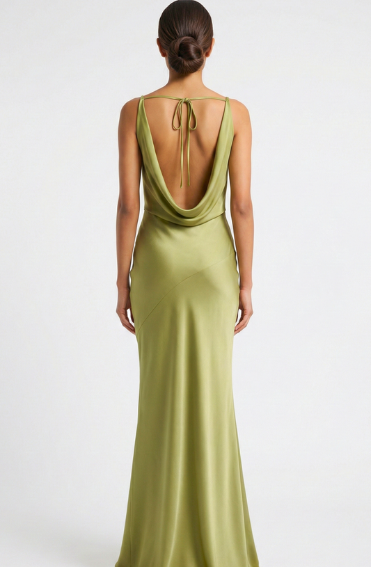 Liyana Satin Cowl Neck Maxi Dress
