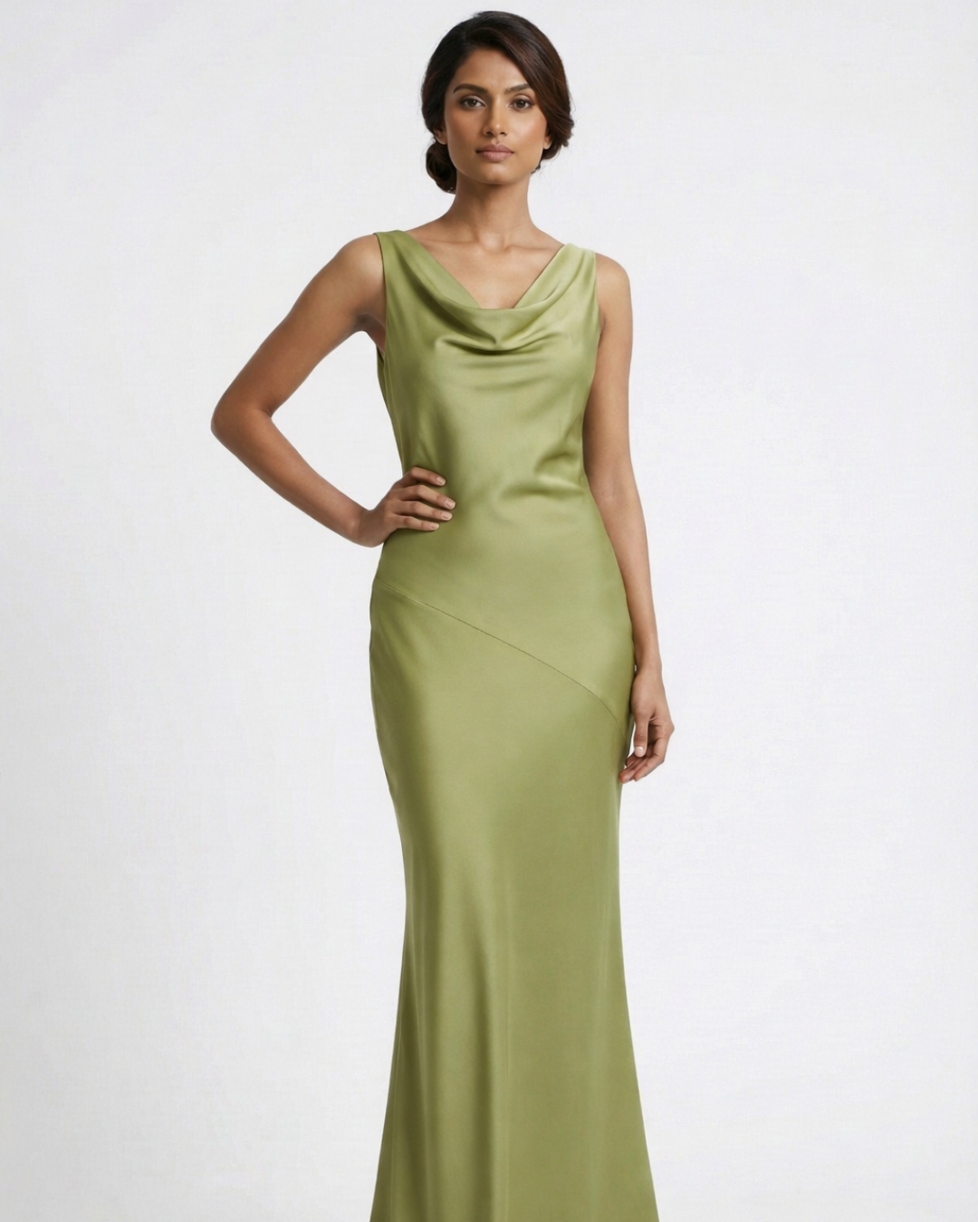 Liyana Satin Cowl Neck Maxi Dress