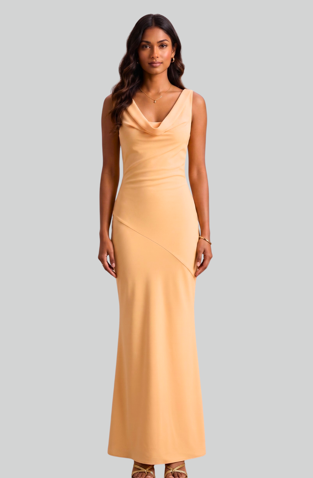 Liyana Satin Cowl Neck Maxi Dress