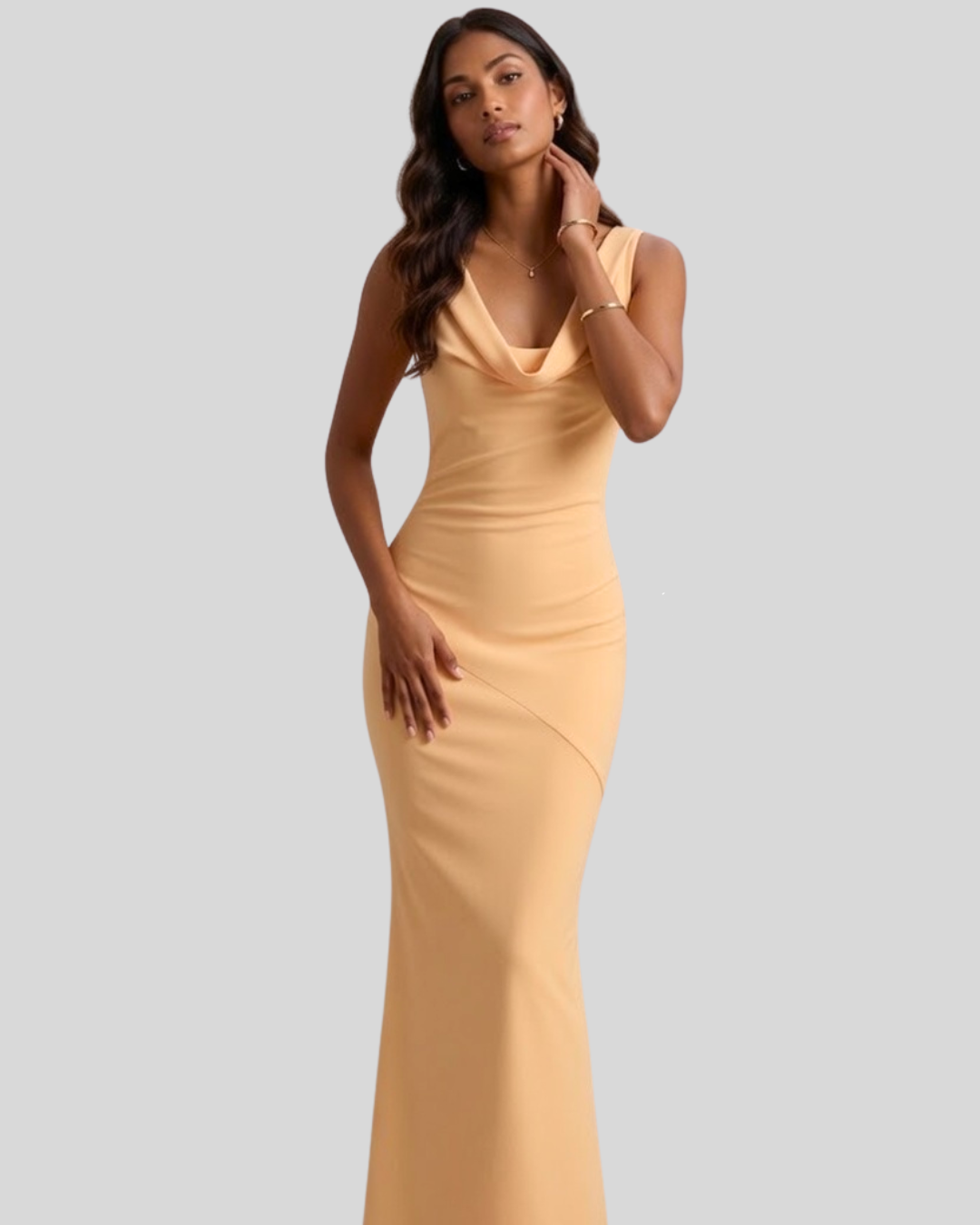 Liyana Satin Cowl Neck Maxi Dress