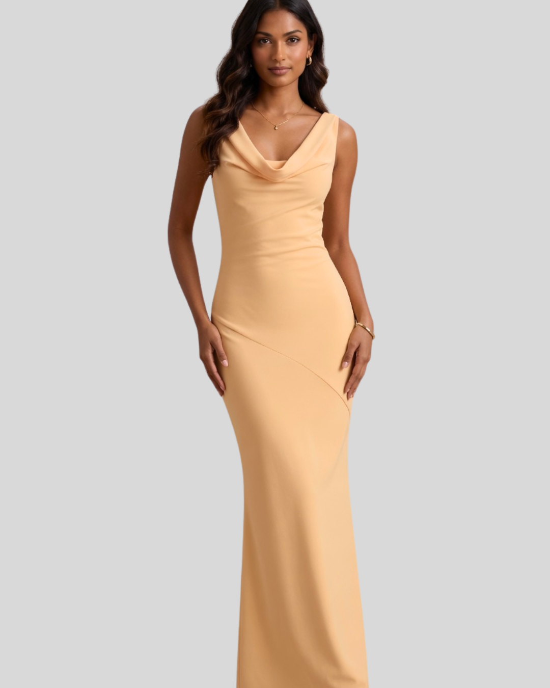 Liyana Satin Cowl Neck Maxi Dress