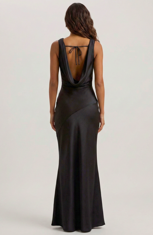 Liyana Satin Cowl Neck Maxi Dress