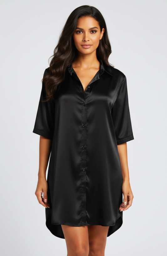 Luxe-Leisure High-Low Satin Nightshirt