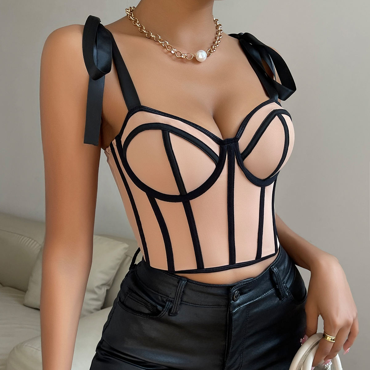 Chic Lace-Up Backless Corset Top