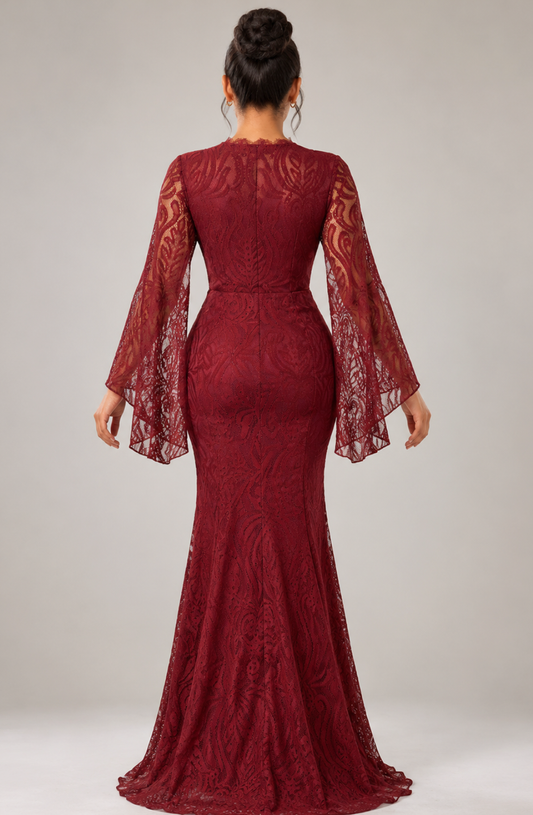 Marielle Lace-Overlay Slit Dress