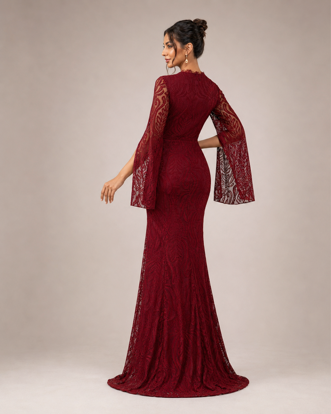 Marielle Lace-Overlay Slit Dress