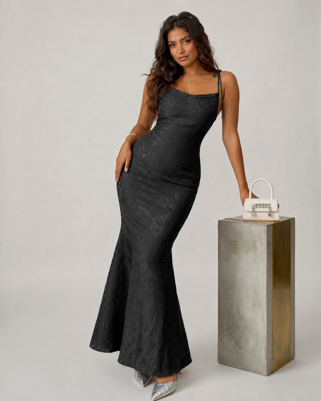 Mia Rose-Embossed Maxi Dress