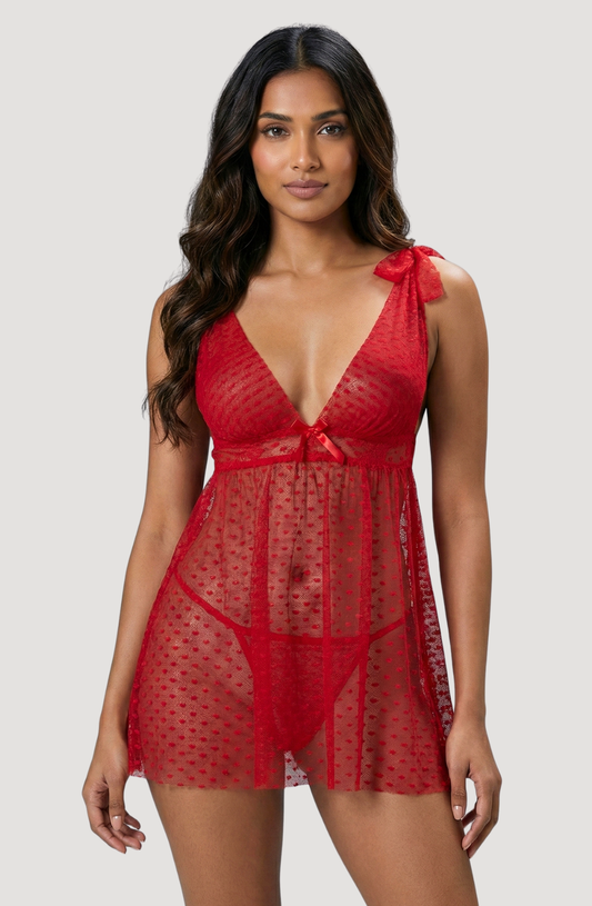 Midnight Flirt Mesh Slip Babydoll Dress