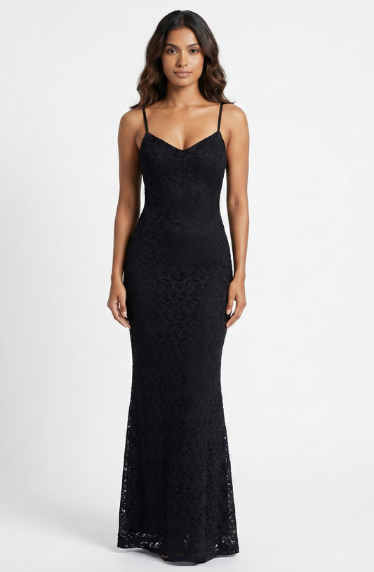 Midnight Lace Evening Gown