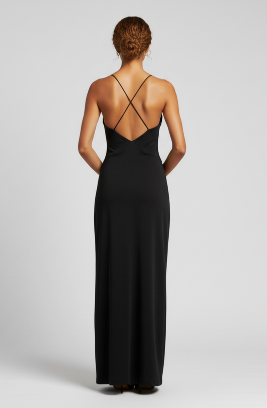Midnight Rose Plunge Maxi Dress