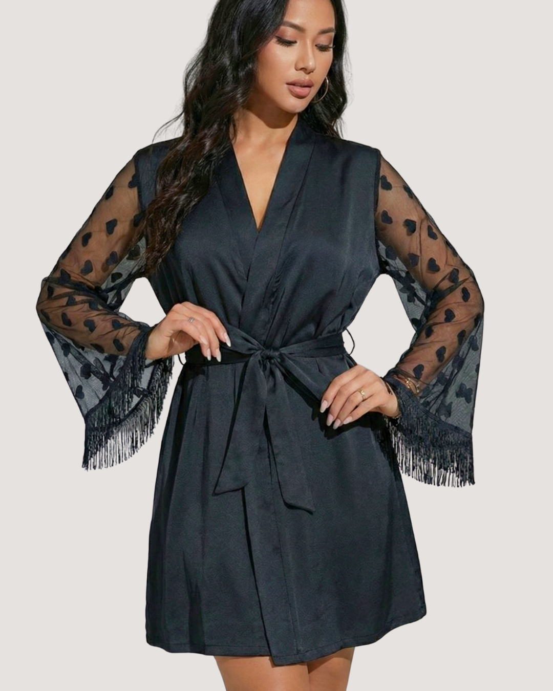 Midnight Amour Satin Robe