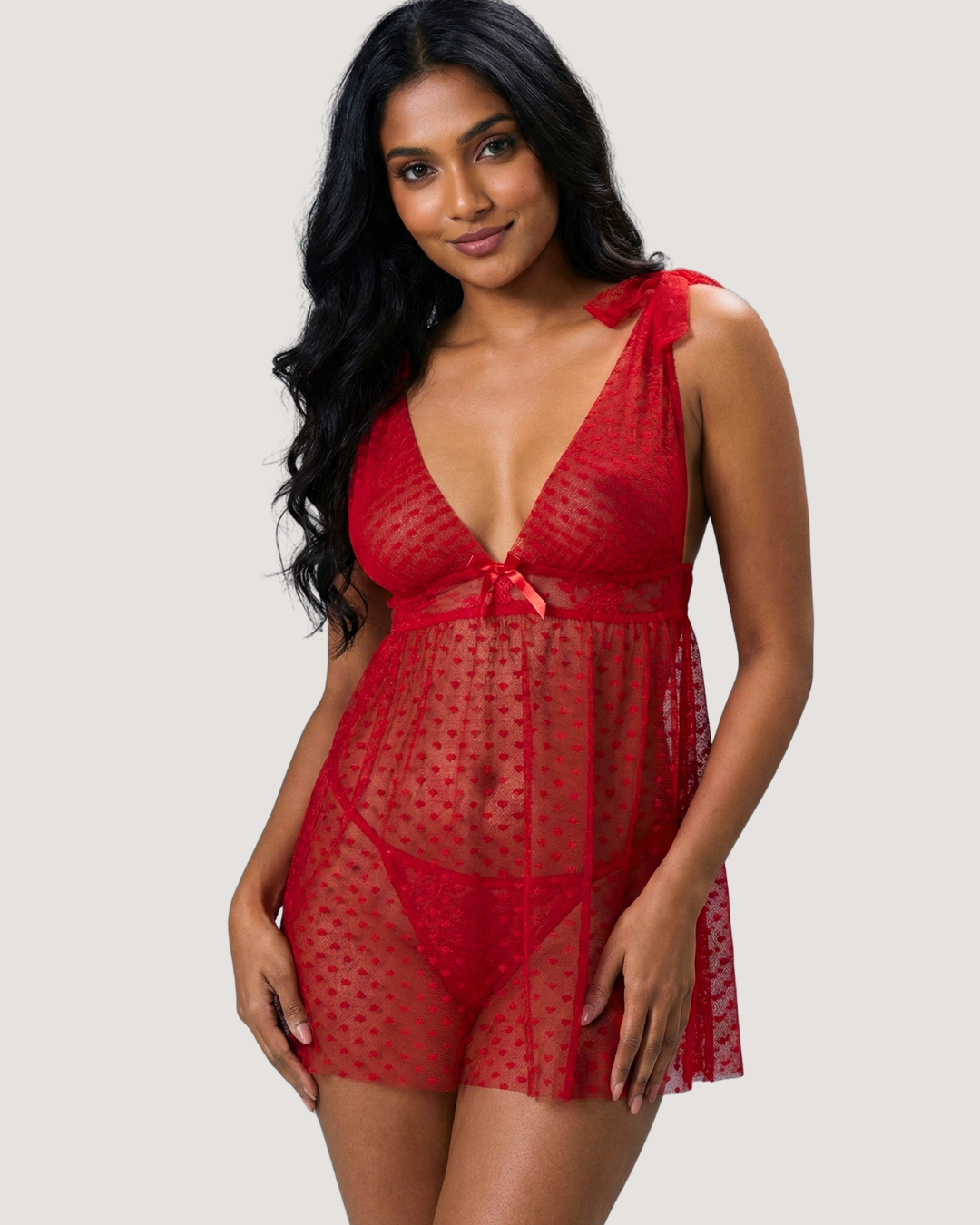Midnight Flirt Mesh Slip Babydoll Dress