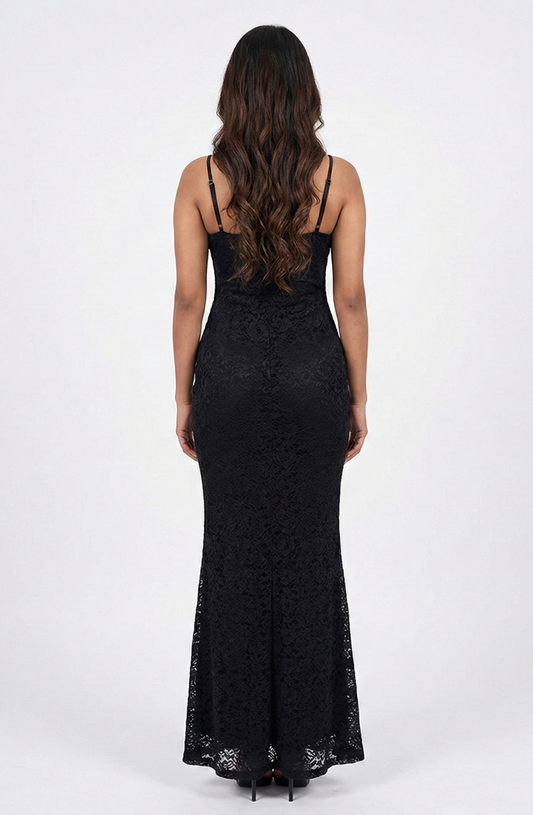Midnight Lace Evening Gown