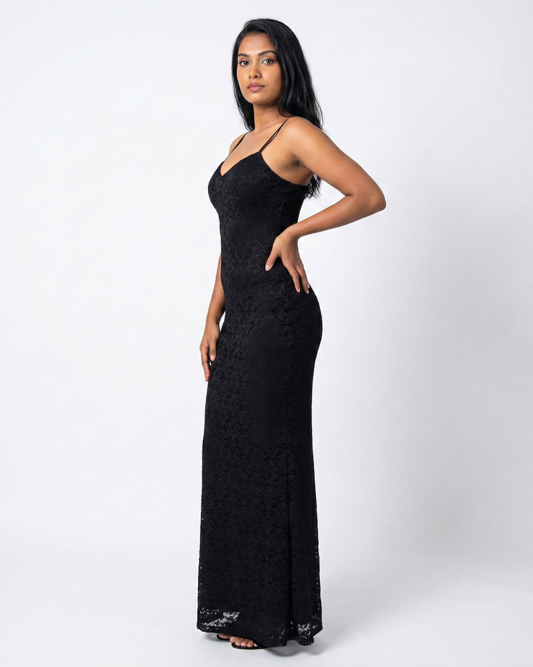 Midnight Lace Evening Gown