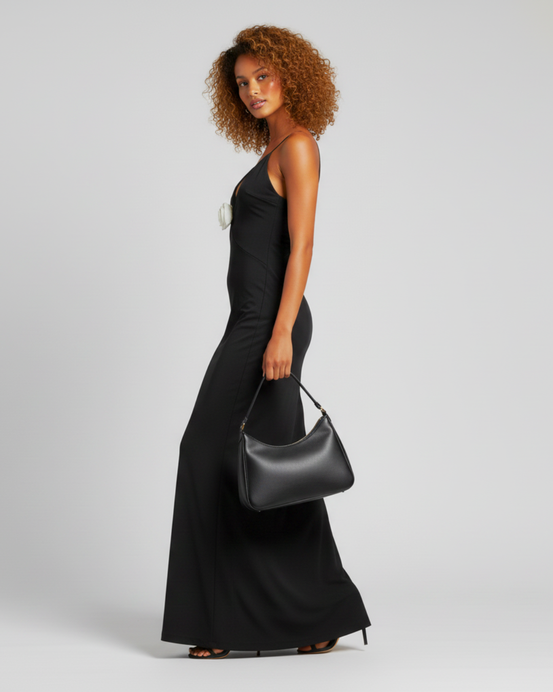 Midnight Rose Plunge Maxi Dress