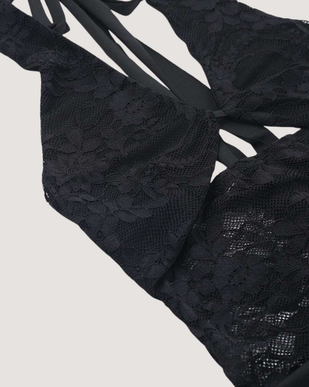 Midnight Vixen Lace-Halter Mini Dress